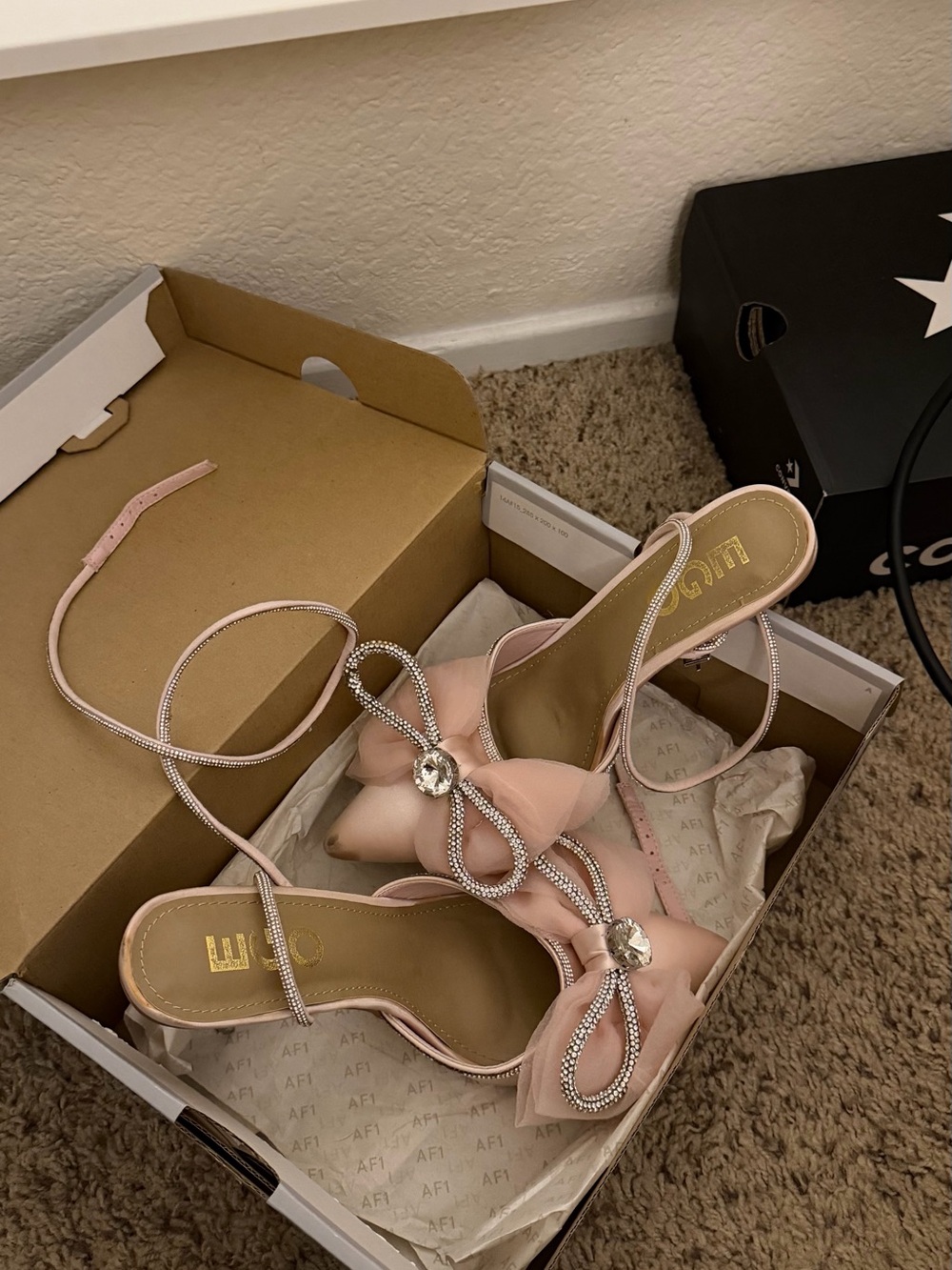 Light Pink Embellished Lace-Up Women's Heels
